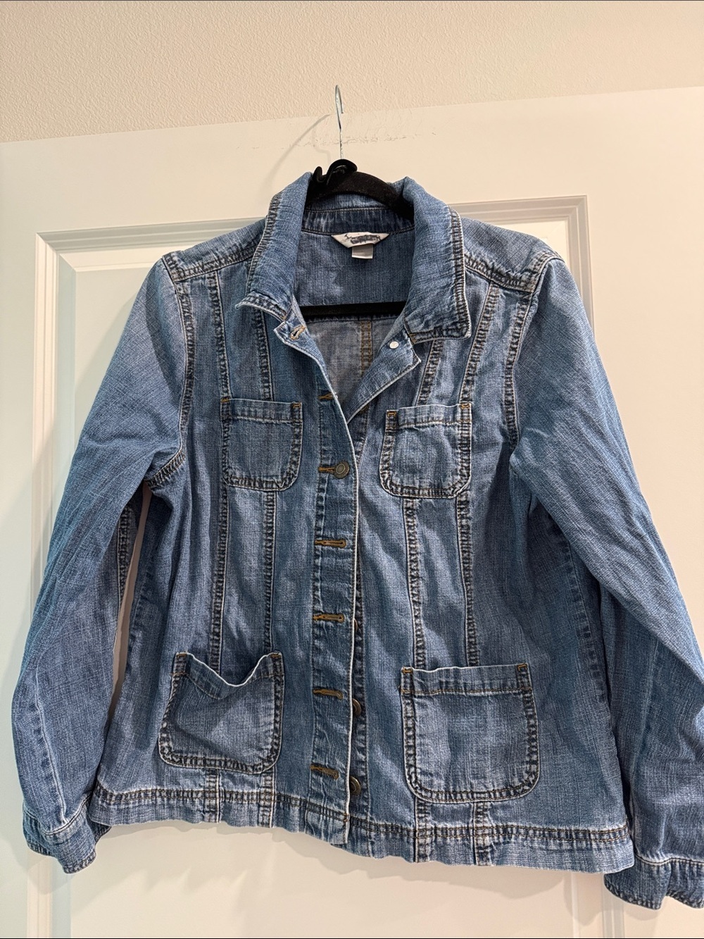 Christopher & Banks Light Wash Denim Utility Jacket - Women sz l